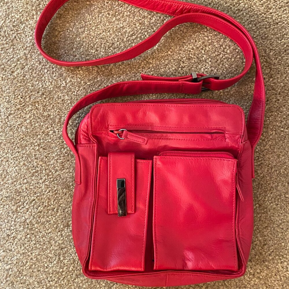 Red Leather Perlina New York Shoulder Bag
